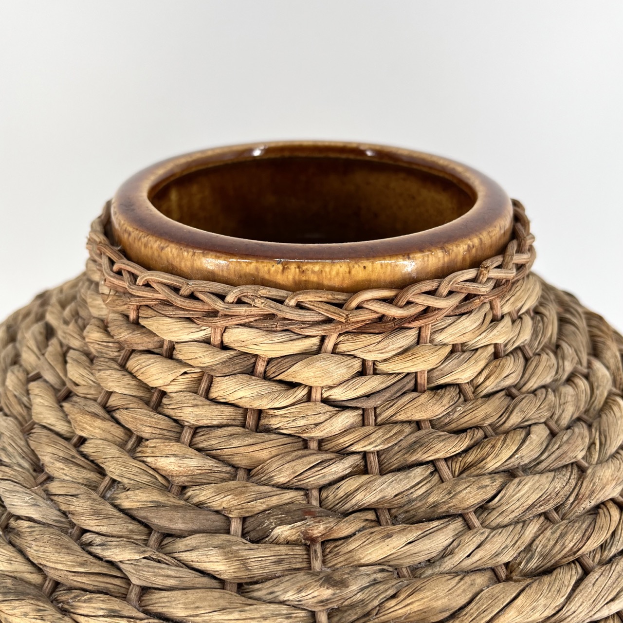 Ceramic & Braided Bamboo Vase 