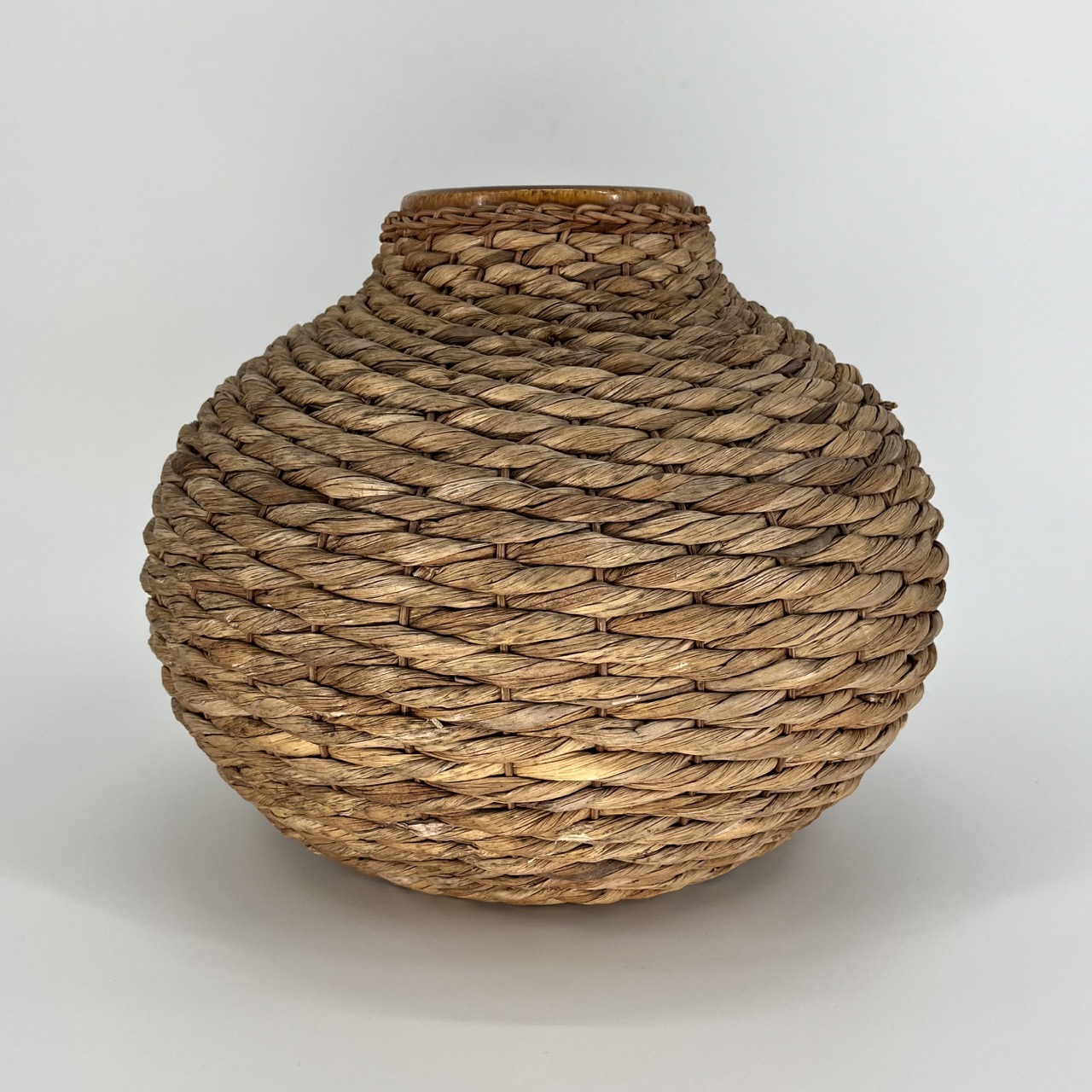 Ceramic & Braided Bamboo Vase 