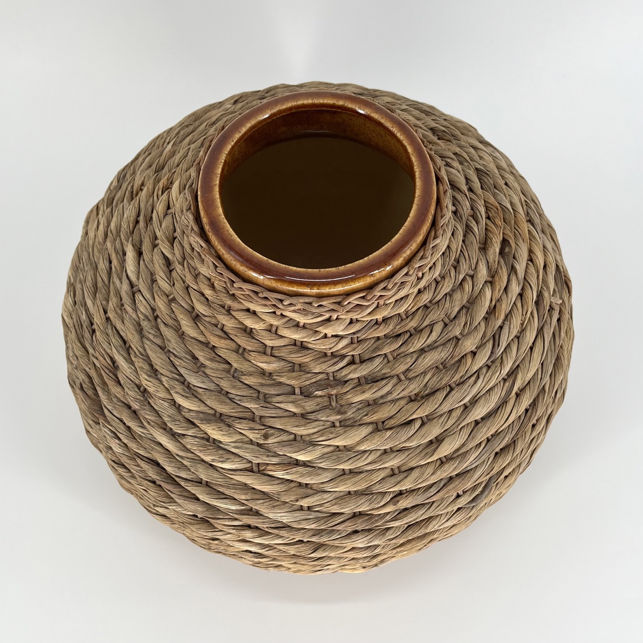 Ceramic & Braided Bamboo Vase 